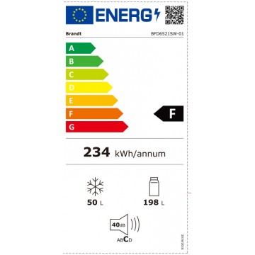 Brandt BFD6521SW Ψυγείο Δίπορτο 248lt Υ164.5xΠ55xΒ58εκ. Λευκό